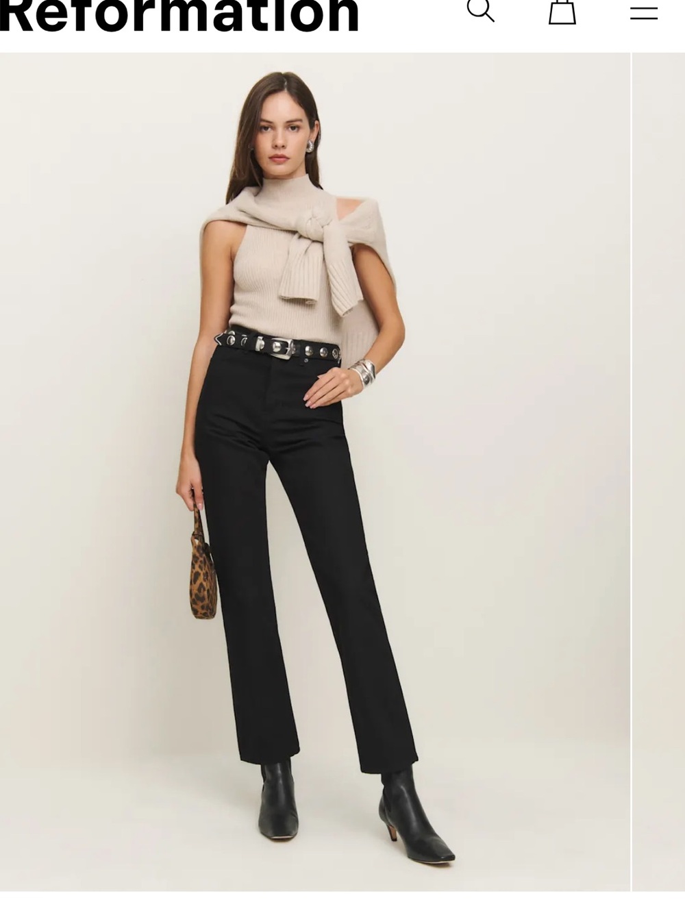 Reformation Black Button-Fly High-Rise Jeans